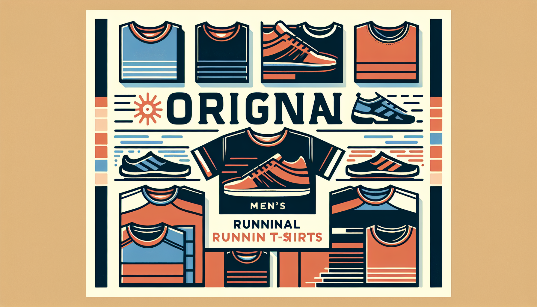 Imagen vextorial que muestra diferentes diseños de camisetas de running para hombre con diseños originales