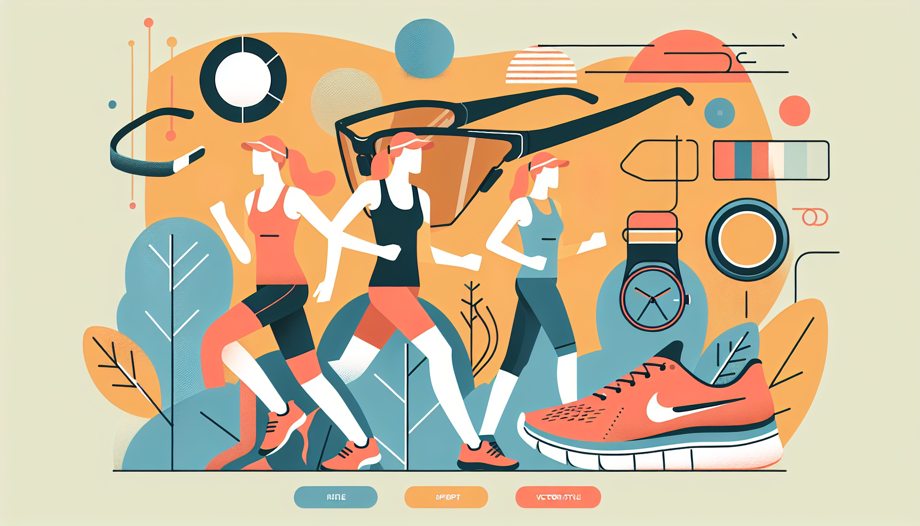 Una imagen vectorial que representa a unas gafas de running para mujer