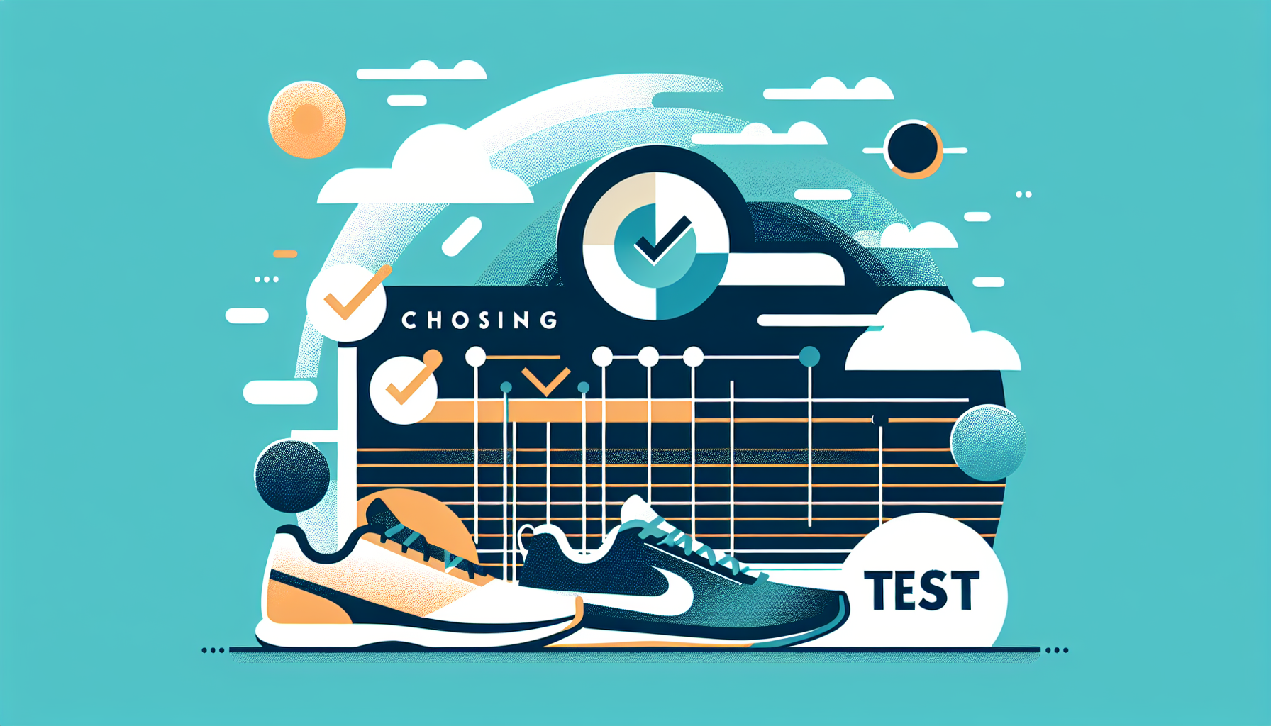 Imagen vectorial que representa un test para elegir zapatillas running