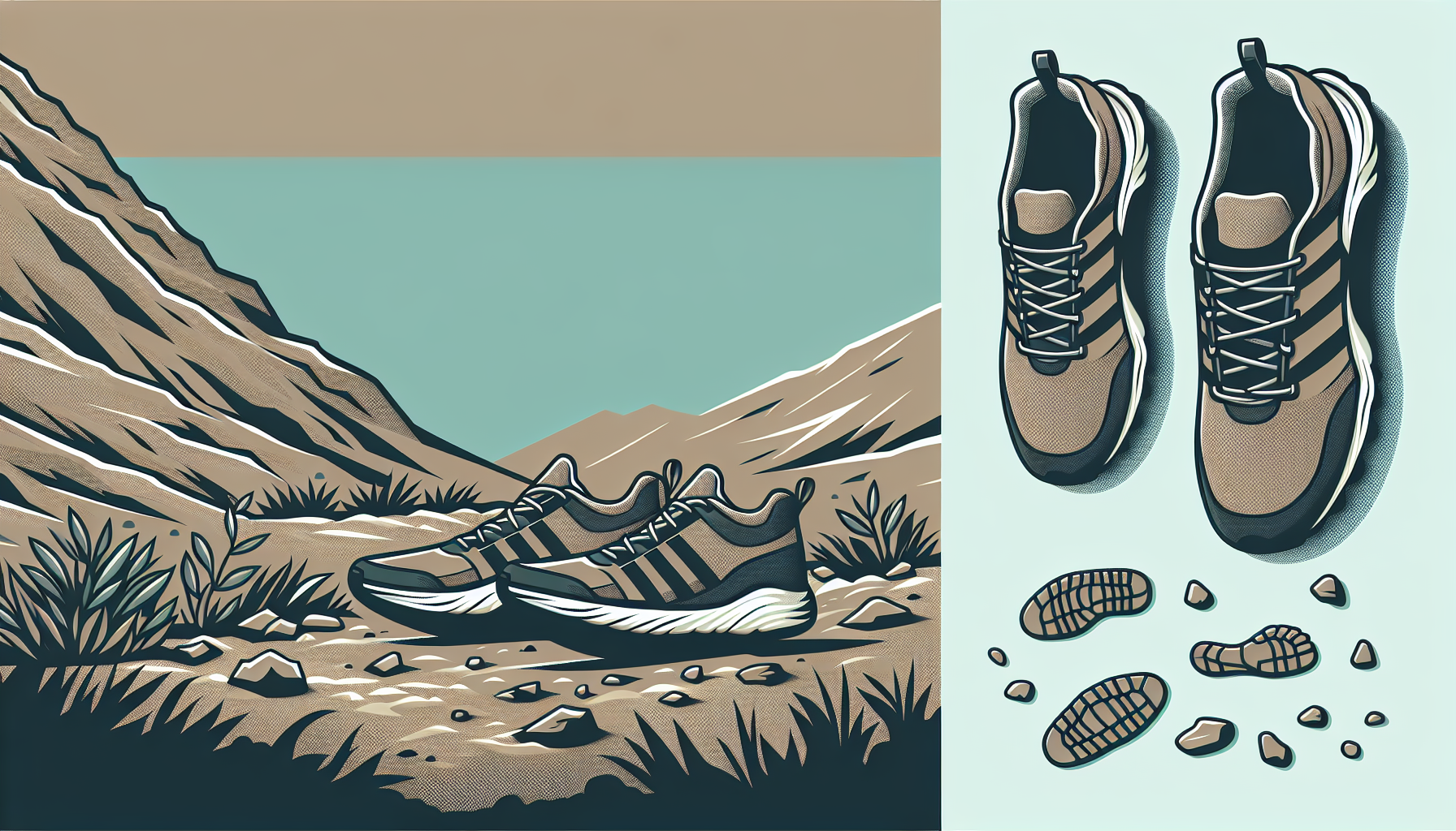 Una imagen vectorial que representa a unas zapatillas de trail running del estilo barefoot