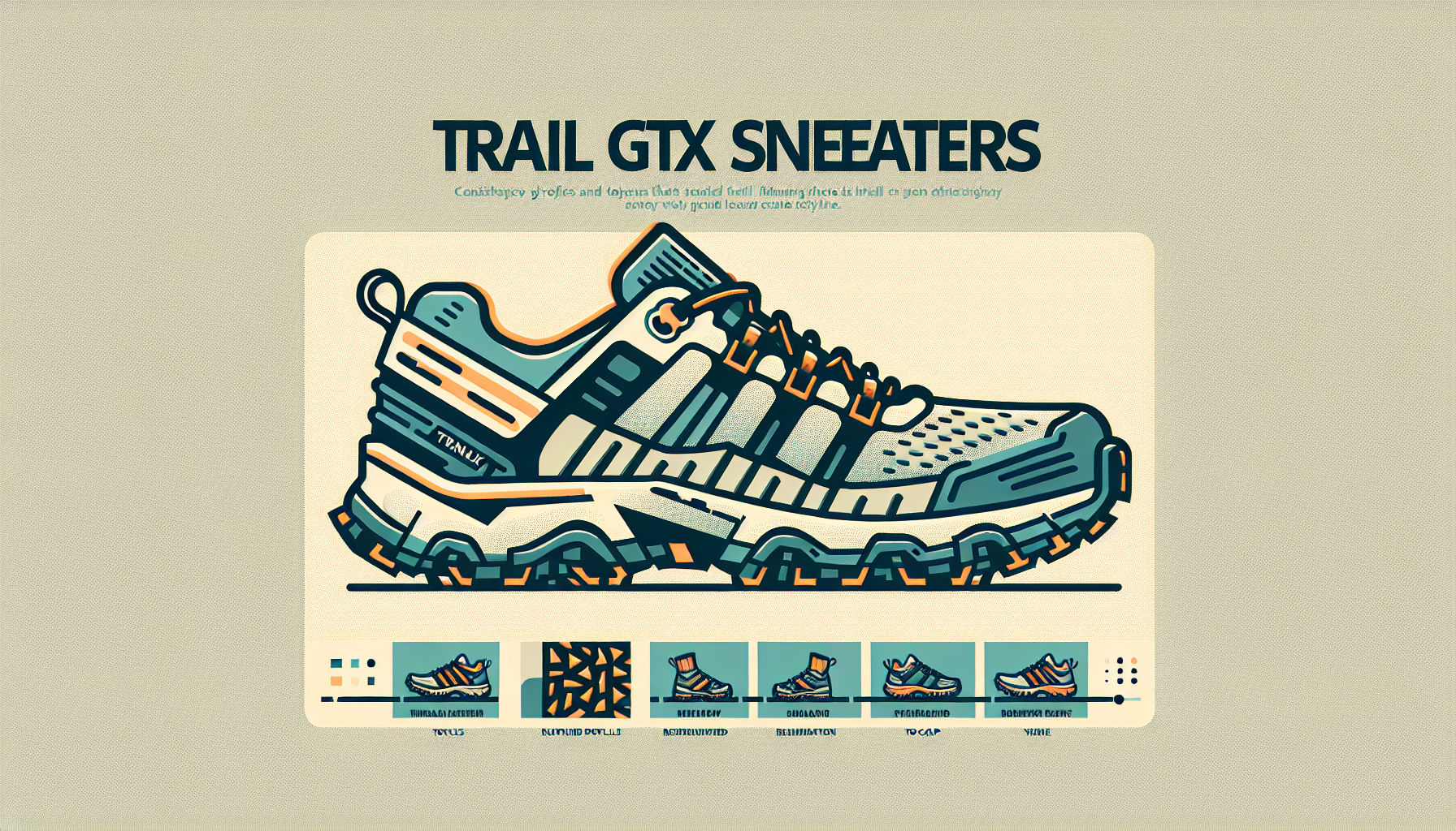 Una imagen vectorial que representa a un paisaje de montaña con unas zapatillas trail running GTX