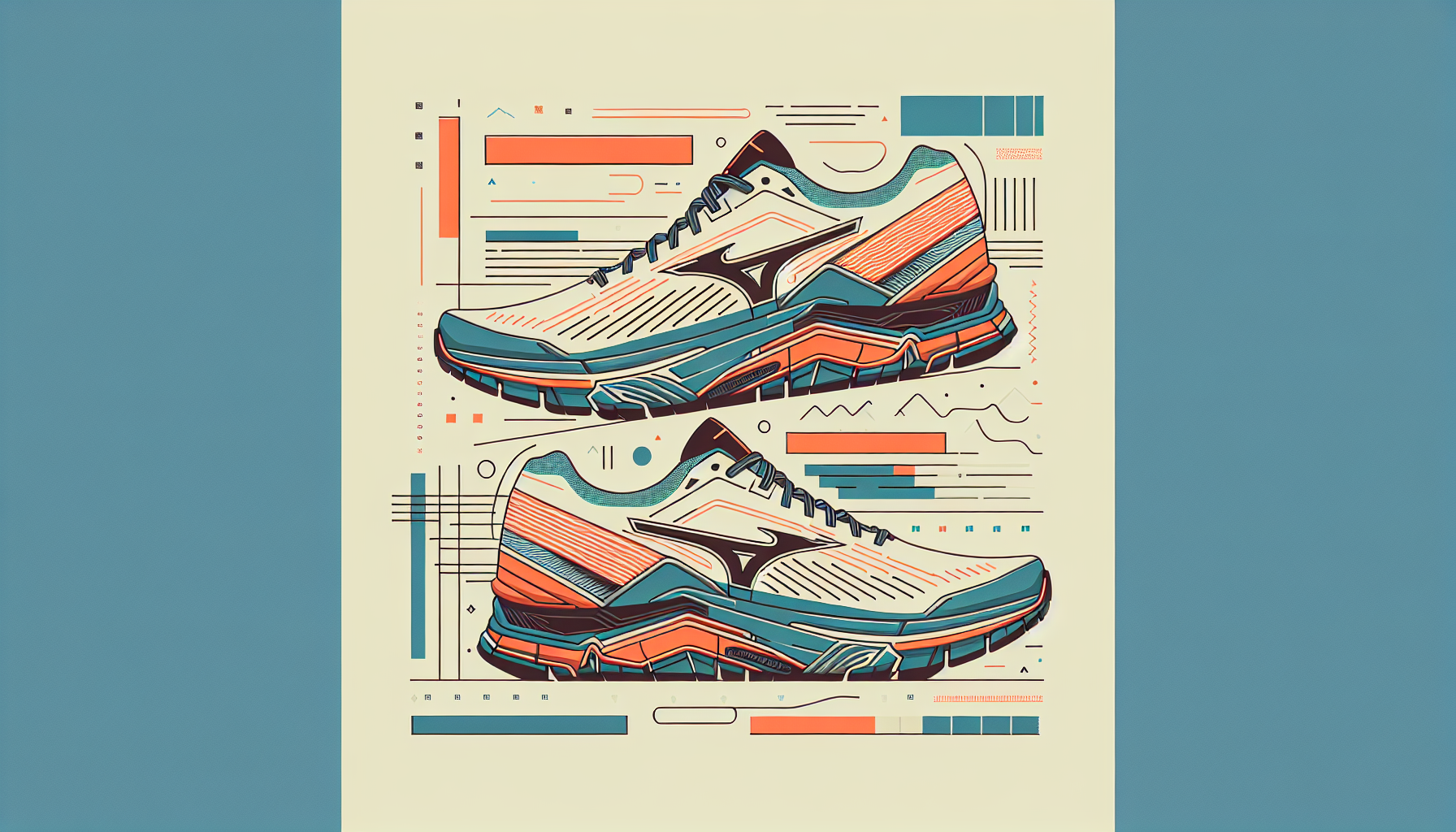 Una imagen vectorial que representa a unas zapatillas de trail running de la marca Mizuno