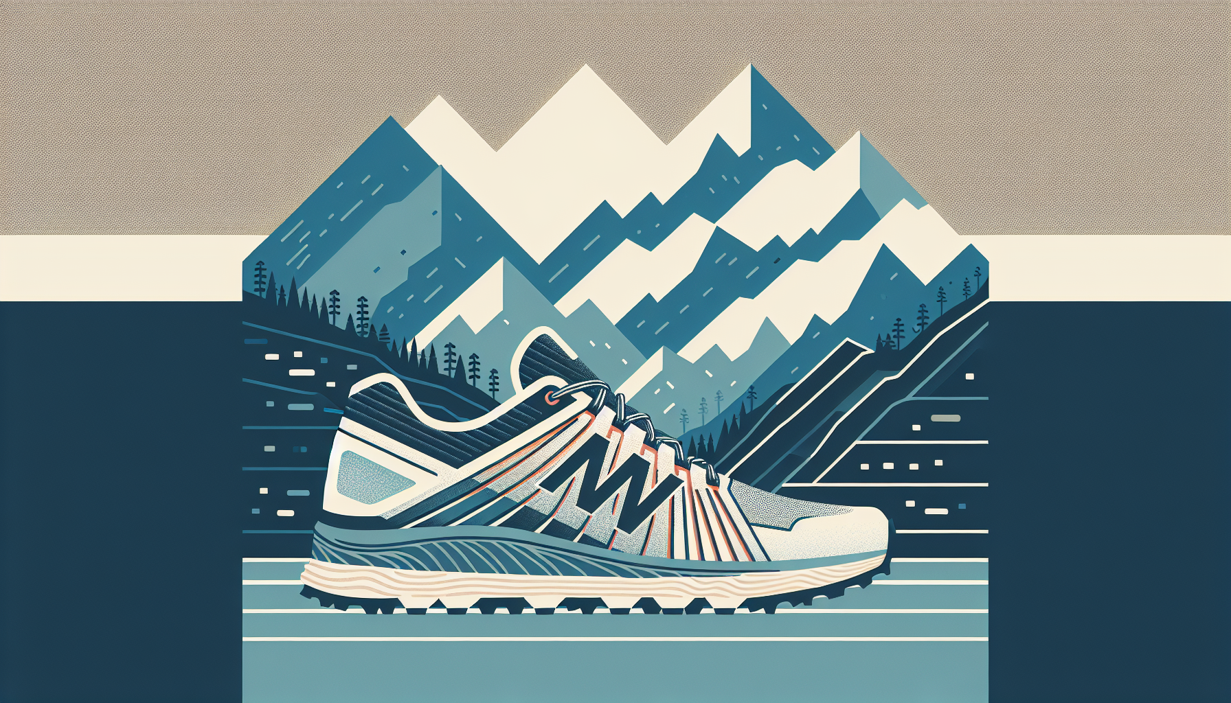 Una imagen vectorial que representa a unas zapatillas de trail running New Balance