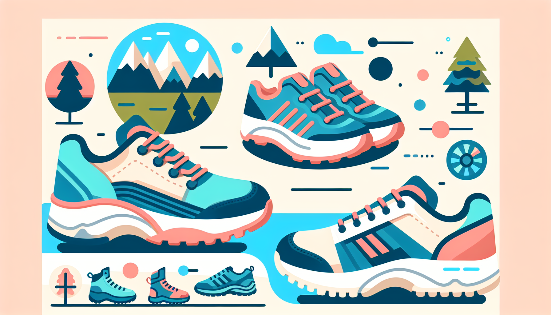 Una imagen vectorial que representa a unas zapatillas de trail running de niña