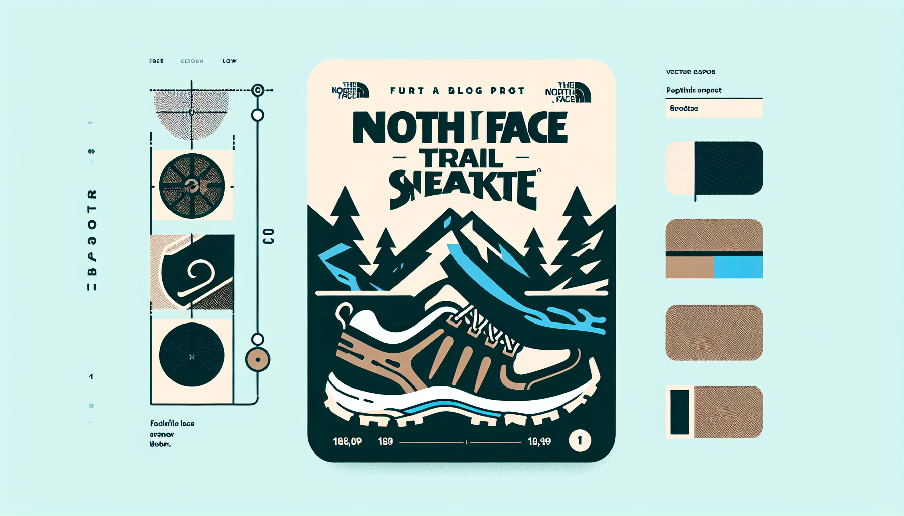 Una imagen vectorial que representa a un paisaje de montaña con unas zapatillas trail running North Face